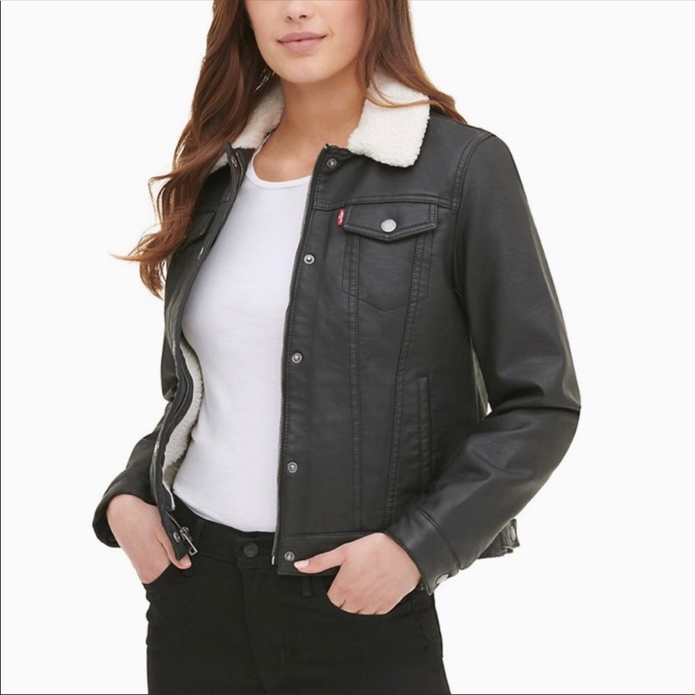 Levi’s Black Sherpa Lined Faux Leather Jacket